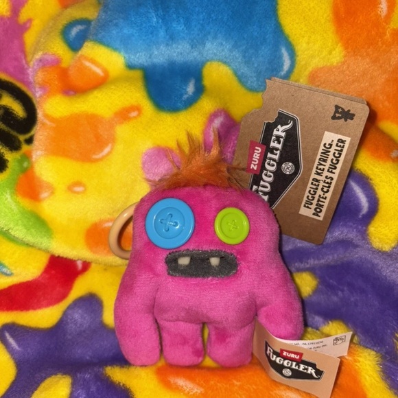 Fuggler Baby Pinkles 3.5" SASQUOOSH Pink Keychain Keyring Brand New - Picture 1 of 2